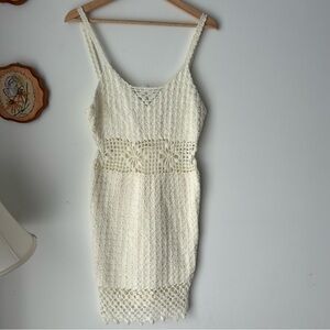 Elegant Cream Crochet Dress